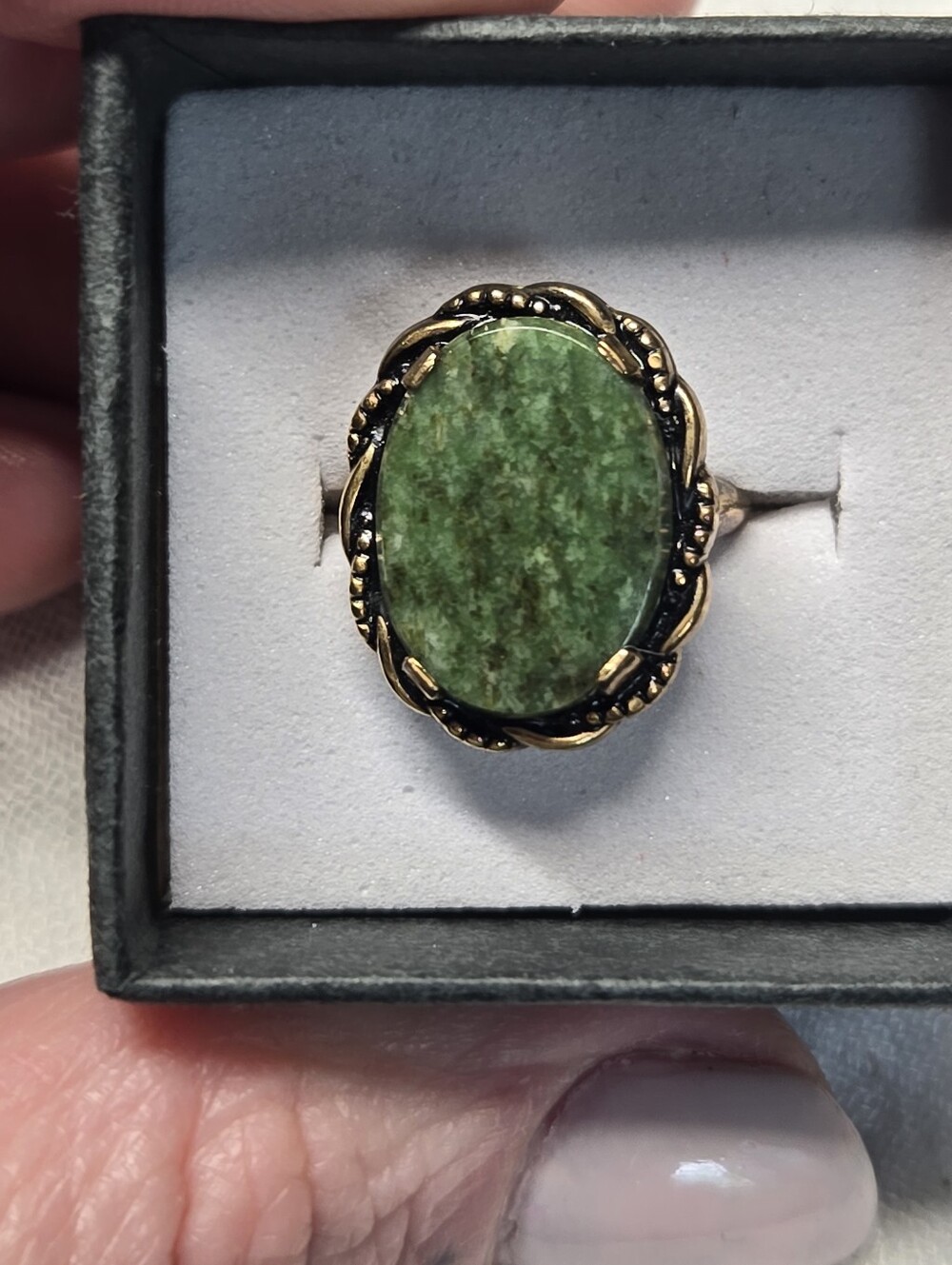 Vintage Gold Filled Green Stone Oval Ring